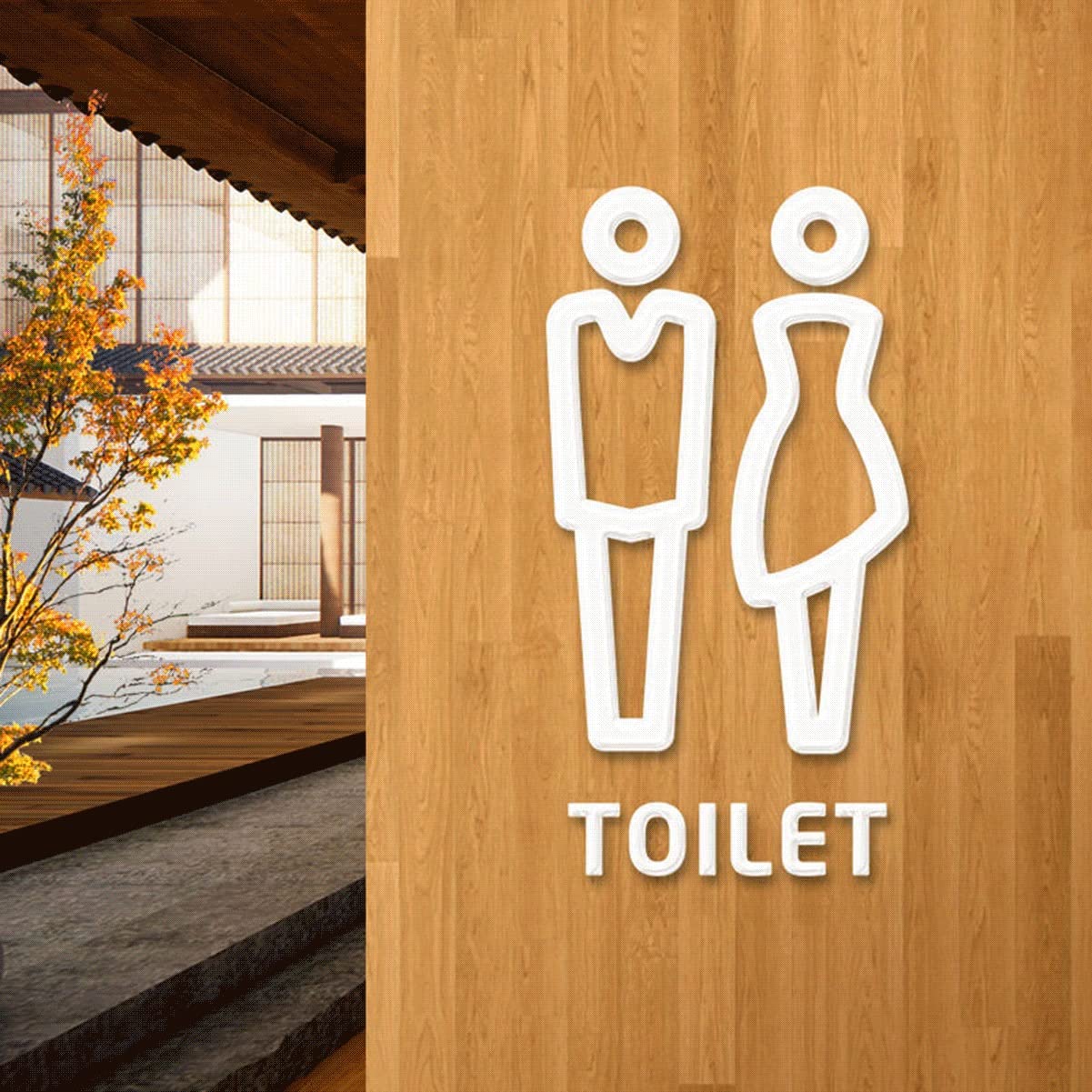 Letrero de acrílico para baño, Conjunto de Figuras Decorativas para Hombre y Mujer, Letrero Moderno para Inodoro, letreros para Puerta de baño (Oro Unisex) (Blanco Unisex)