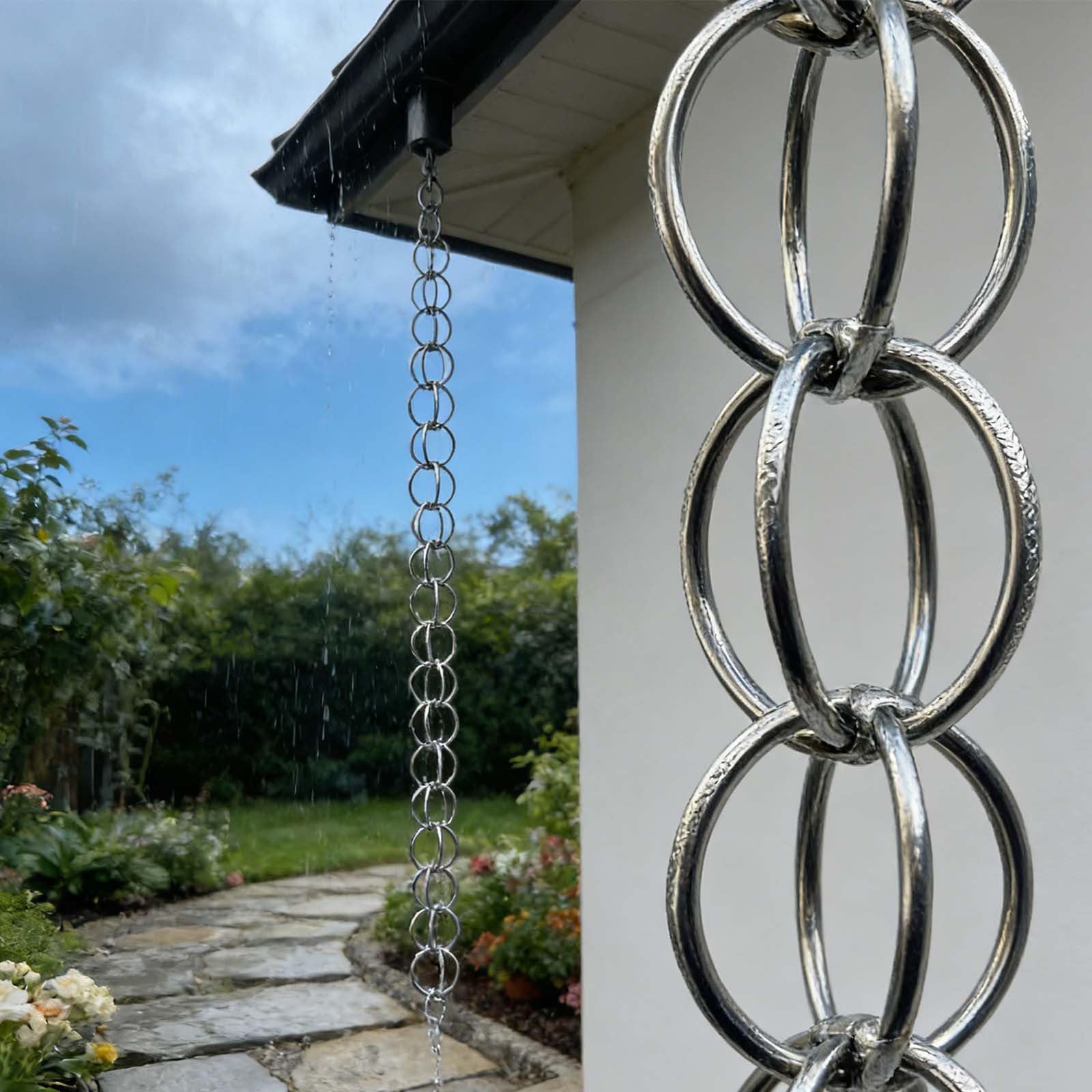 Catena da Pioggia per Grondaia, Sistema di Drenaggio Pluviale Decorativo per Giardino E Terrazza Ostituzione Moderna Ai Tubi di Scarico(2,2.2m/7ft)
