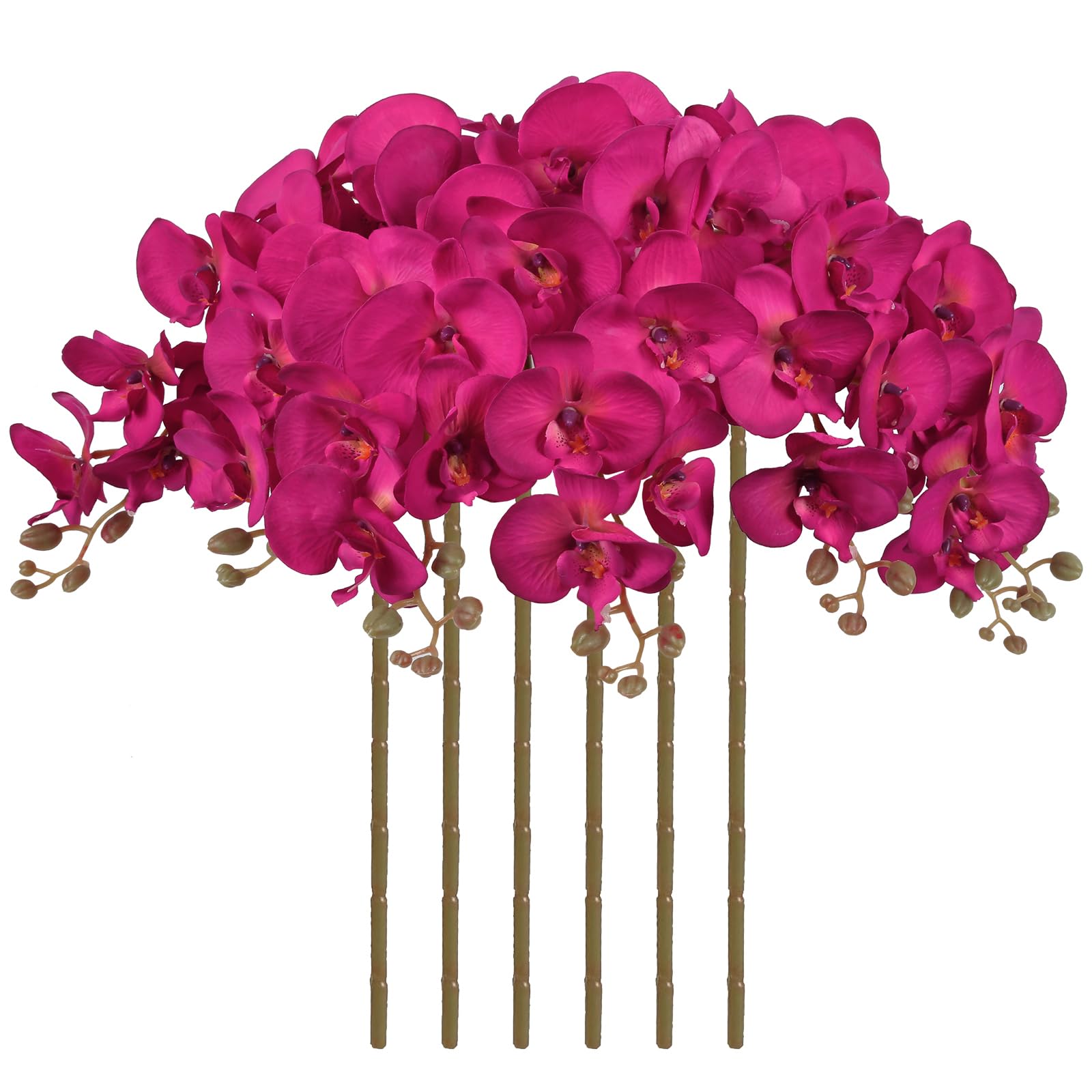 38 Inch Orchids Artificial Flowers 6 PCS Fake Orchids Velvet Silk Orchids Faux Orchid Flowers Long Stem Artificial Flowers for Tall Vase for Home Wedding Decoration(Fuchsia)