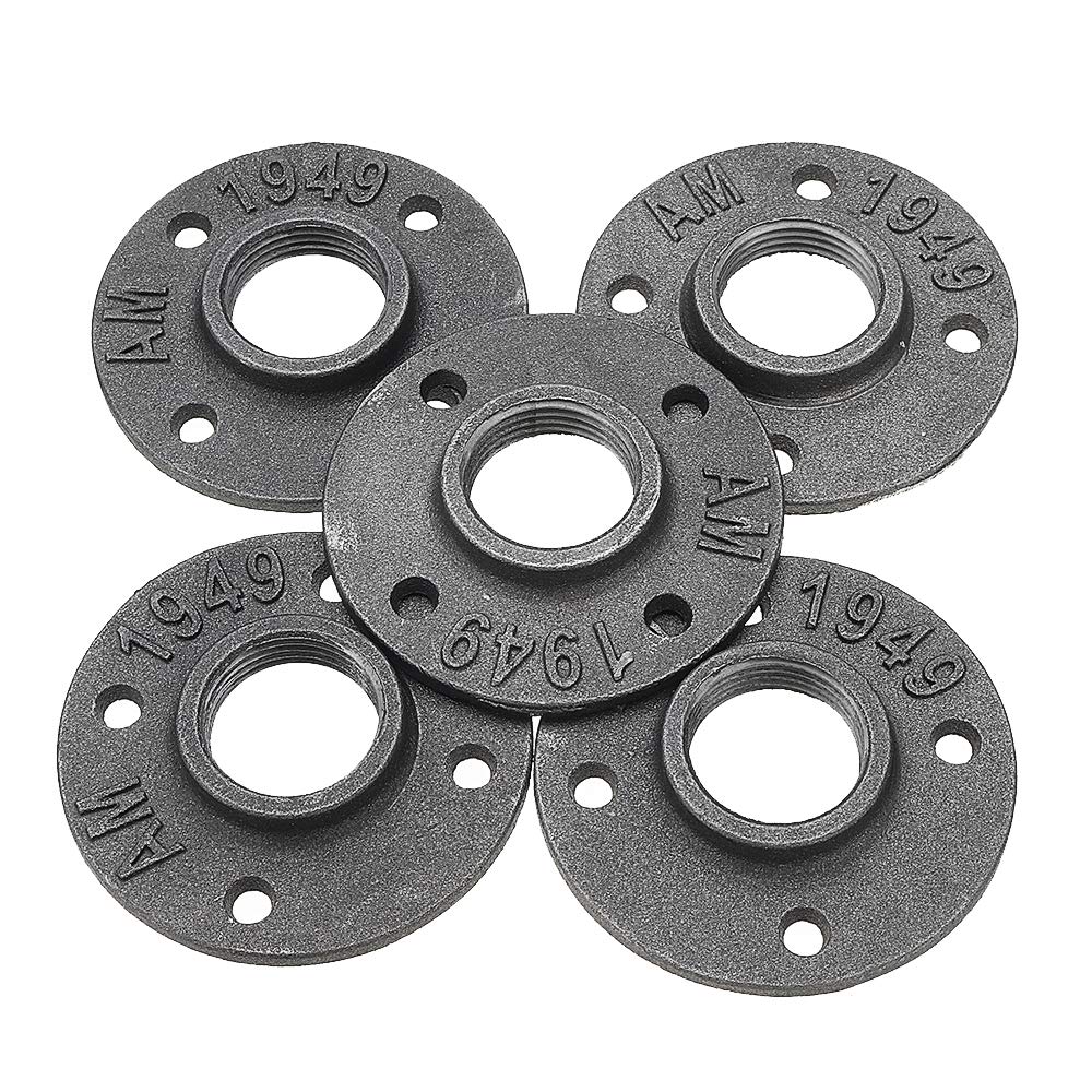 10 Unids/Set 1/2 '3/4' 1 'Placas De Brida De Piso De Hierro Fundido Maleable 4 Agujeros Tubos Negros Accesorios Tubería Industrial Muebles Montaje En Pared Decoración De Bricolaje - 1 pulgada