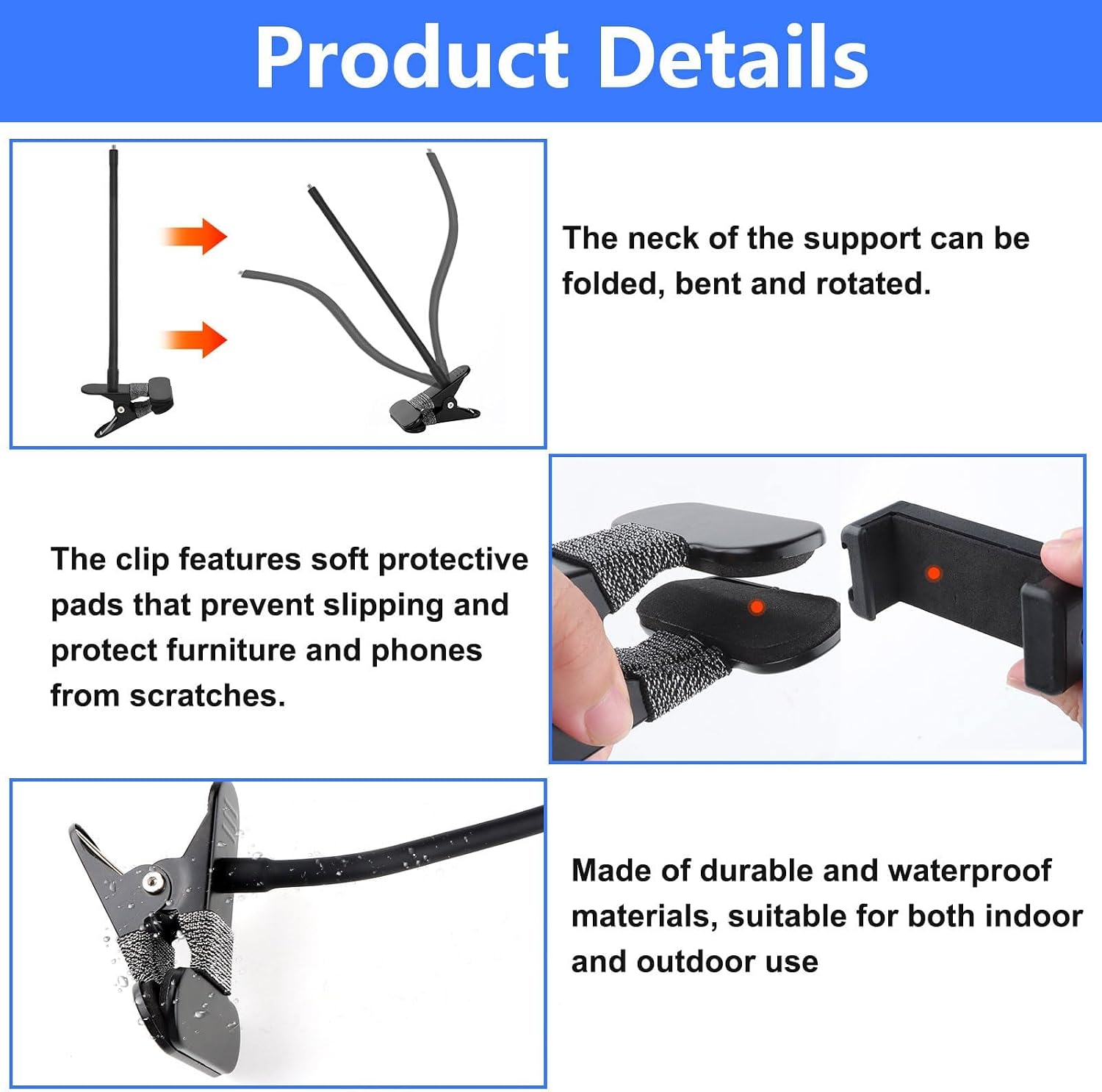 Pack of 2 Camera Mount for Eufy Cam 2/2C/2Pro/2C Pro/3/3C/E40/SoloCam S220/C210/Tapo TP-Link C425/Ring Indoor Cam with 2 Clips for Phone Holder, Universal Metal Clamp Holder (Black) image 4