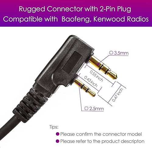 Miniatura 2 de Micrófono de altavoz para Baofeng Walkie Talkie, micrófono de hombro de 2 pines compatible con radios Baofeng BF-F8HP/F9
