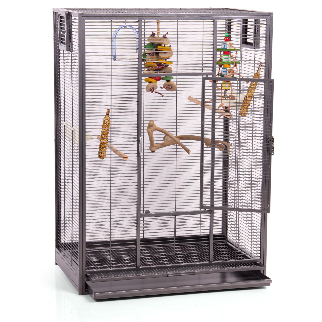 Montana Cages | Premium Vogelvoliere New Melbourne I Vogelkäfig für Sittiche, kleine Papageien, AVILON Pulverbeschichtet, Antik Edition, ca. 80 x 50 x 110 cm