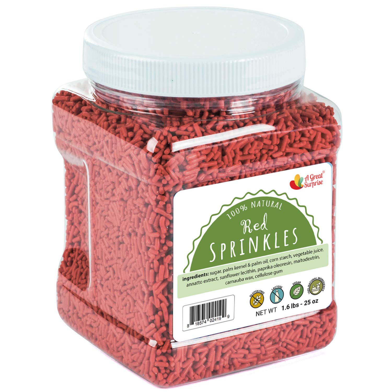 Amazon.com: Red Sprinkles - 100% NATURAL, No Artificial Dyes ...