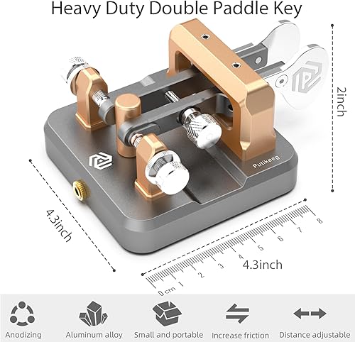 Miniatura 6 de CW Key Automático Morse - Tecla Morse Código Morse Llave Telégrafo Lambic Doble Paleta Código Morse Llave de Código Morse Aleación de Aluminio CW