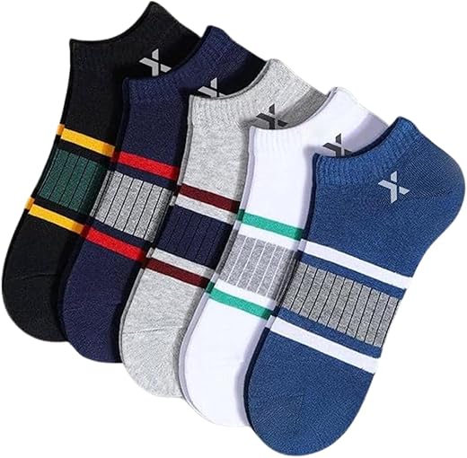 UNAAR NICE Unisex Solid Ankle Length Cotton Socks Pack of 5 | Breathable Soft Fabric for Men and Women | Multiple Colors F...