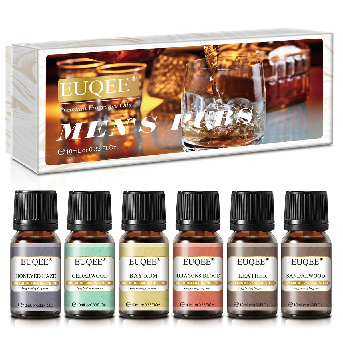 EUQEE 6PCS Men's Pubs Gift Set Premium Fragrance Oils for Men