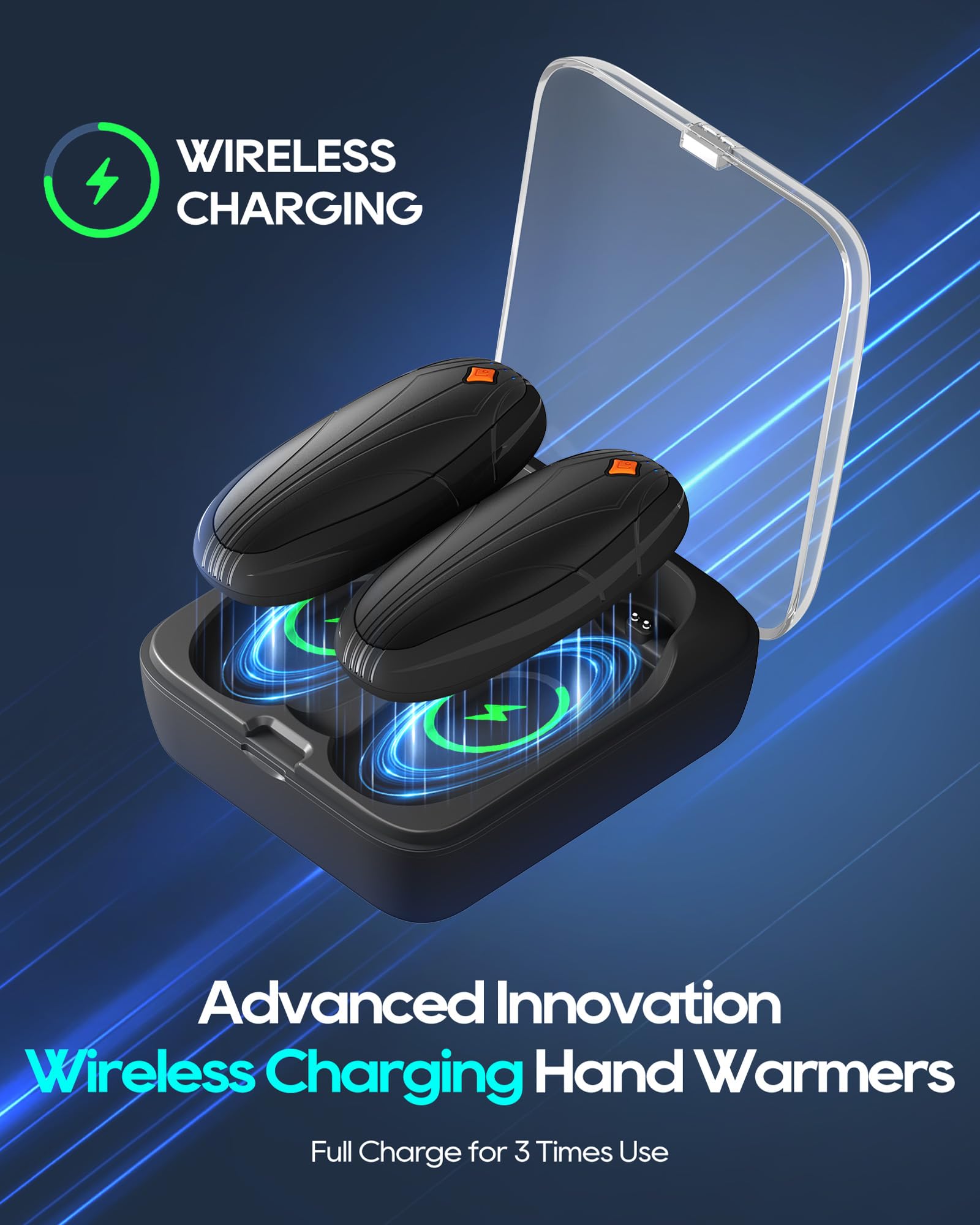 Hand Warmers Rechargeable 2 Pack, 14000mAh Electric Hand Warmers with Wireless Charging Case, AI Chip 3 Heat Settings Up to 50-Hour Portable Pocket Heater, Gifts for Christmas, Camping, Hunting, Golf