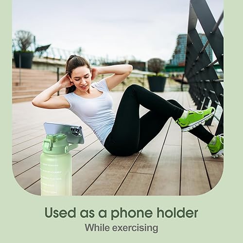 Miniatura 2 de Aiquar Botella de agua de medio galón64 onzas con popote y marcador de tiempo, botella de agua motivacional con asa, a prueba de fugas, jarra de