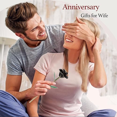 Miniatura 4 de Rosa negra bañada en oro de 24 quilates, flores artificiales de tallo largo para decoración, rosas con soporte transparente y caja de regalo, regalo