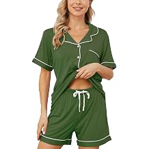 Womens Pajama Sets Short Sleeve Sleepwear Soft Button Down Nightwear Lounge Pj Set XS-XXL