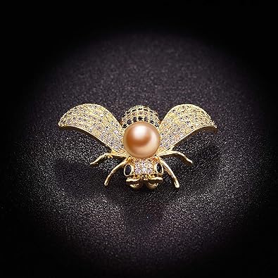 Honey Bee Brooch Pin Rhinestone Insect Animal Brooches for Girl Women Gold