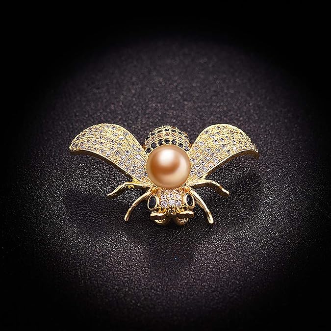 Honey Bee Brooch Pin Rhinestone Insect Animal Brooches for Girl Women Gold