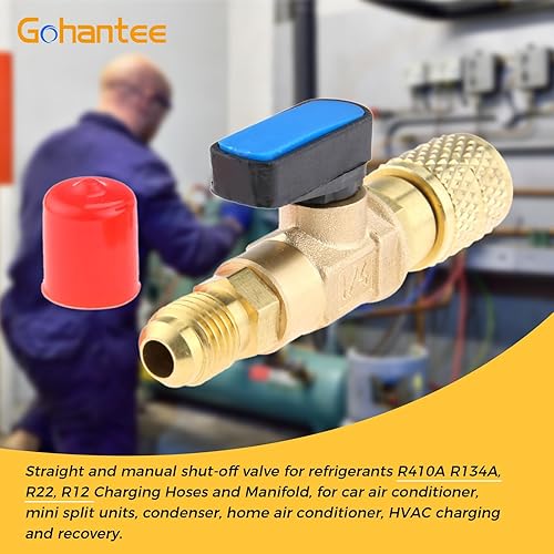 Miniatura 2 de Adaptador de válvula de bola refrigerante 14 "SAE para aire acondicionado HVAC AC Herramientas de servicio automotriz R410A R134A R22 R12 latón HVAC