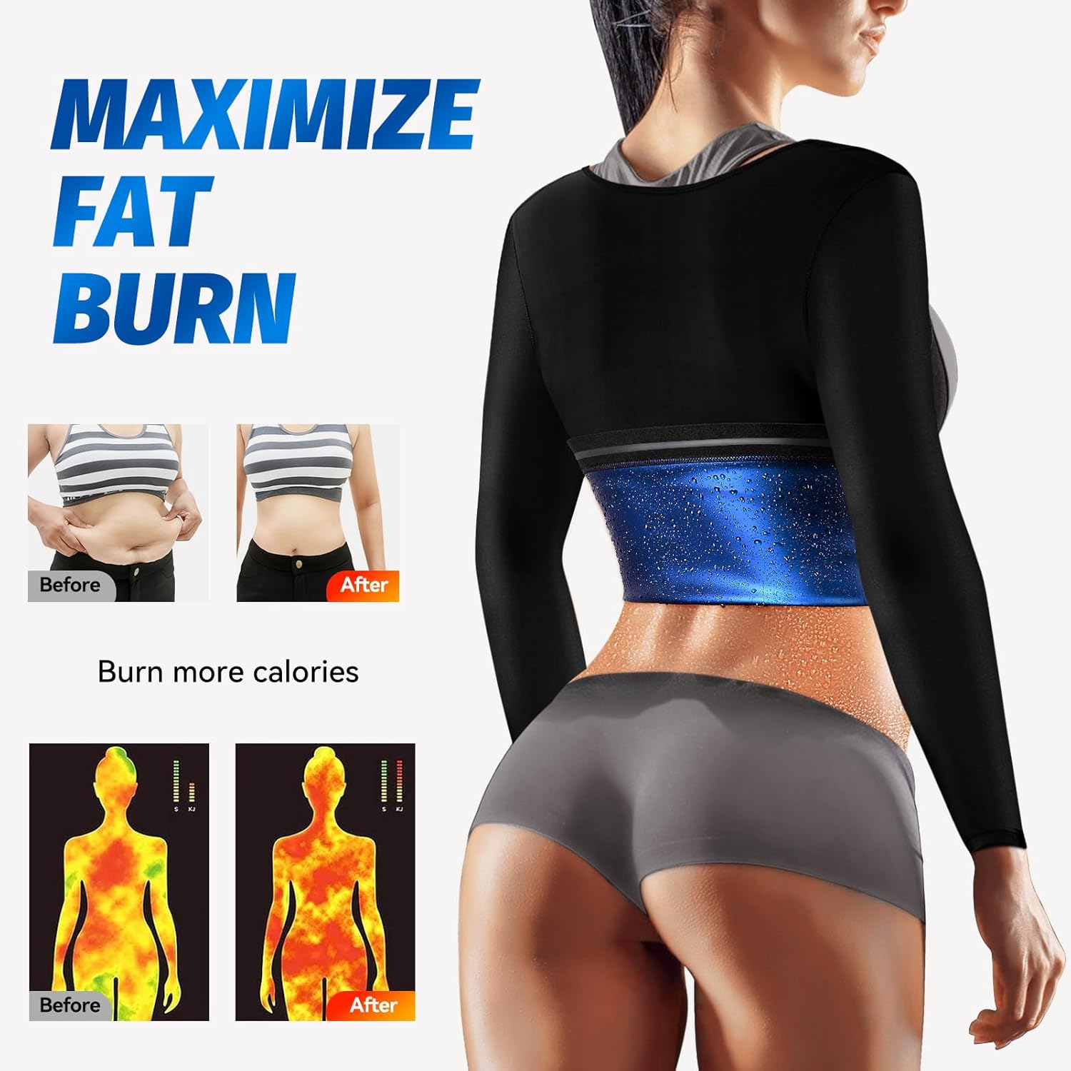 MATKAO Sauna Suit for Women Weight Loss Sauna Shirt for Women Sweat Suit Waist Trainer Vest Fitness Body Shaper Zipper - Image 3