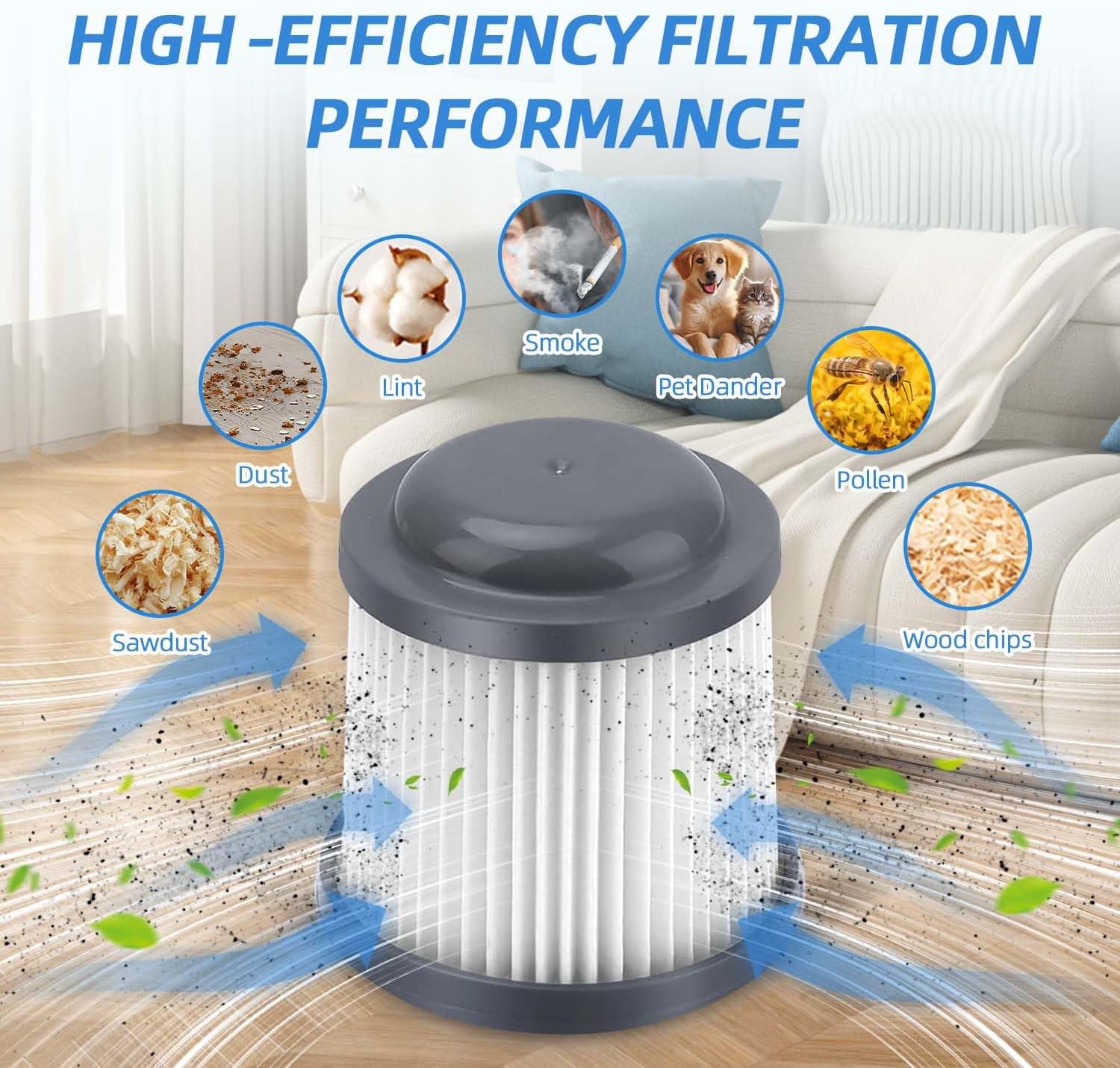 8 Pack PVF110 Hepa Replacement Filter for Black&Decker Handheld Pivot Vac BDH2000PL,BDH2020FLFH,PHV1210,PHV1410,PHV1810,BDH1620FLFH,Part to 90552393 - Image 6