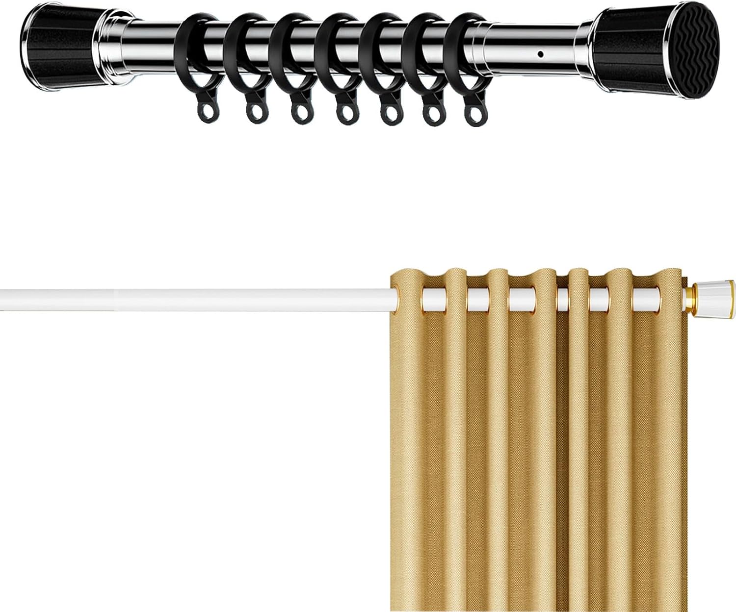 Shower Curtain Rod,16-200 Inch Adjustable Tension Spring Rod, Stainless Steel Tension Curtain Rod for Indoor/Outdoor Use, Anti-Slip, No Drilling (Color : Black, Size : 28"-47")