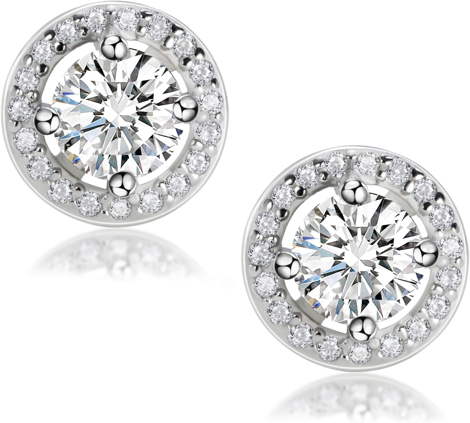 Moissanite Stud Earrings for Women, 0.5-1ct Round Cut D Color VVS1 Moissanite Earrings, S925 Sterling Silver Plated 18K White Gold Women's Earrings Jewelry Gifts - Image 2