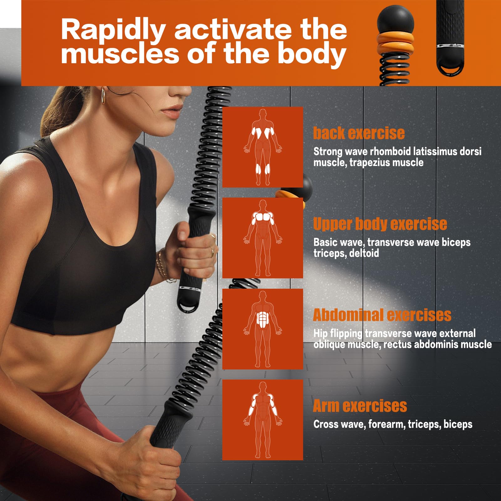 cuerdas de batalla sin cuerda, Cuerda De Entrenamiento Sin Cable, Diseño mejorado de la nueva generación de cuerdas de fitness inalámbricas, ergonomía mejorada para un manejo optimizado y movilidad