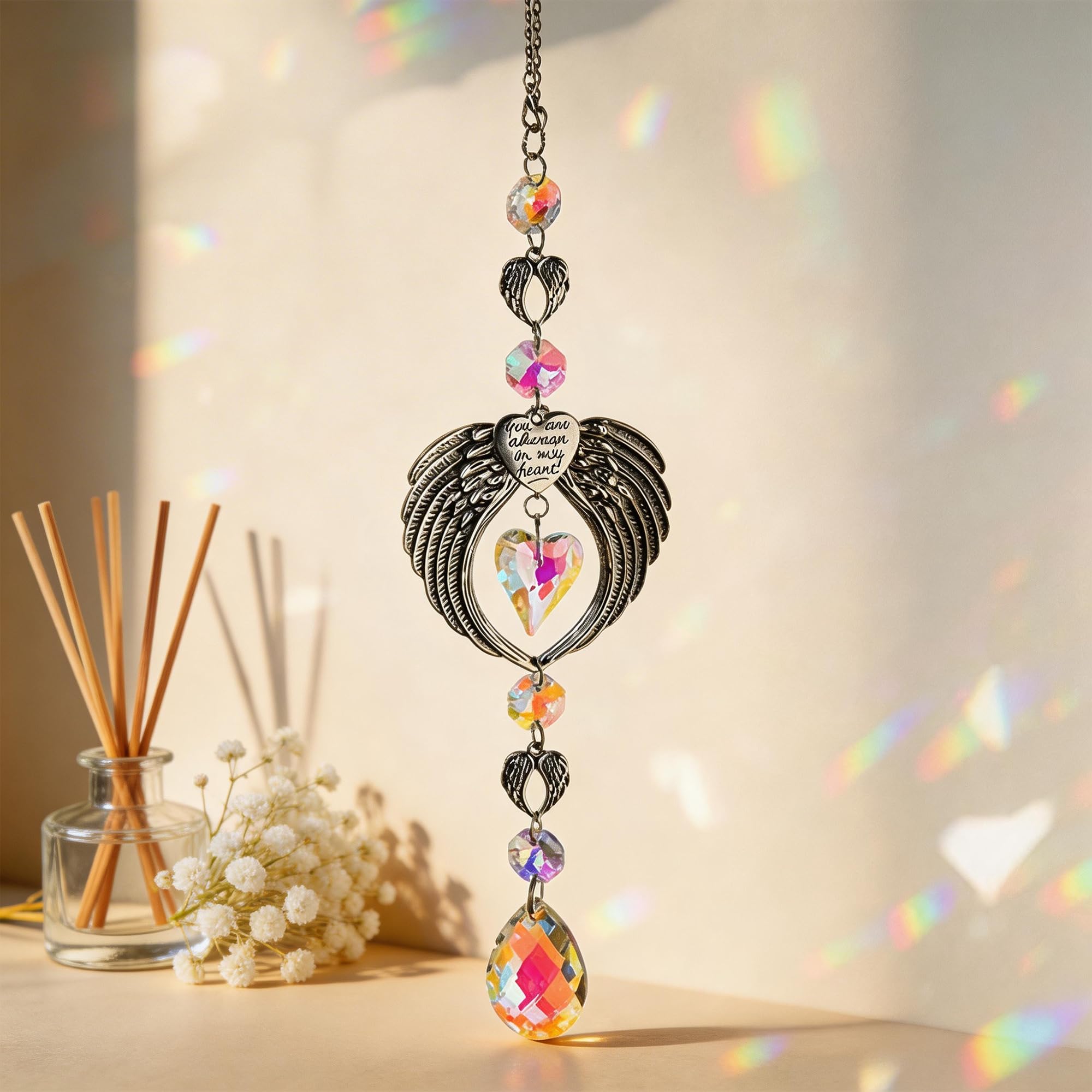 Minwegi Women's Purple Sun Catchers For Windows - Crystal Rainbow Light Catcher With Angel Wings, Vintage Hanging Ornament For Home Decor, Romantic Gift For Adults Only Decorative Accessory