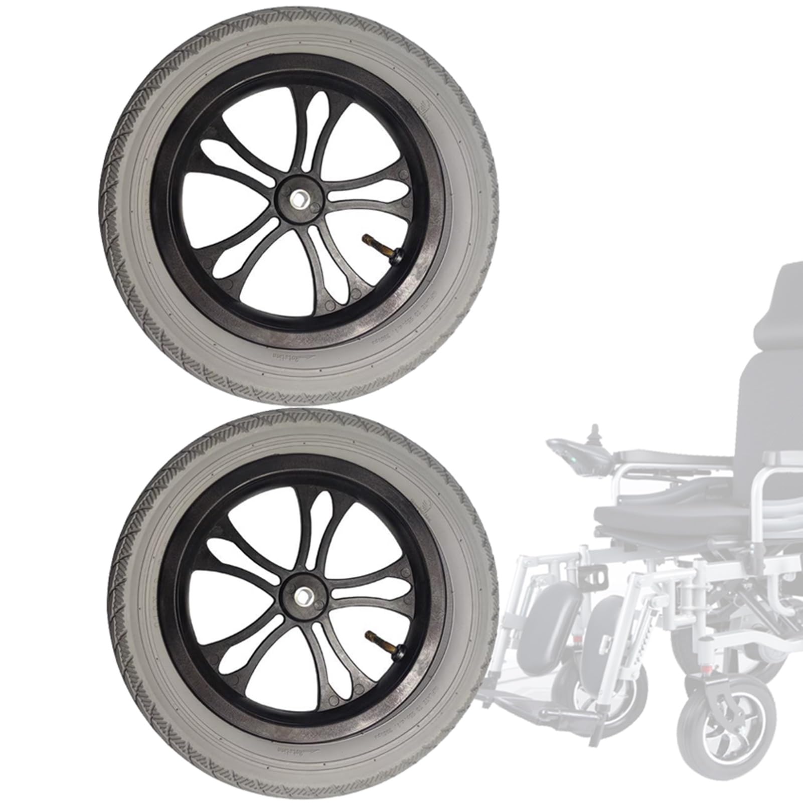 Conjunto de Ruedas Traseras de Repuesto (Par), 310X50-203 Rueda Neumática para Silla de Ruedas Eléctrica,Repuesto de Rueda Trasera de 12 Pulgadas,Gris