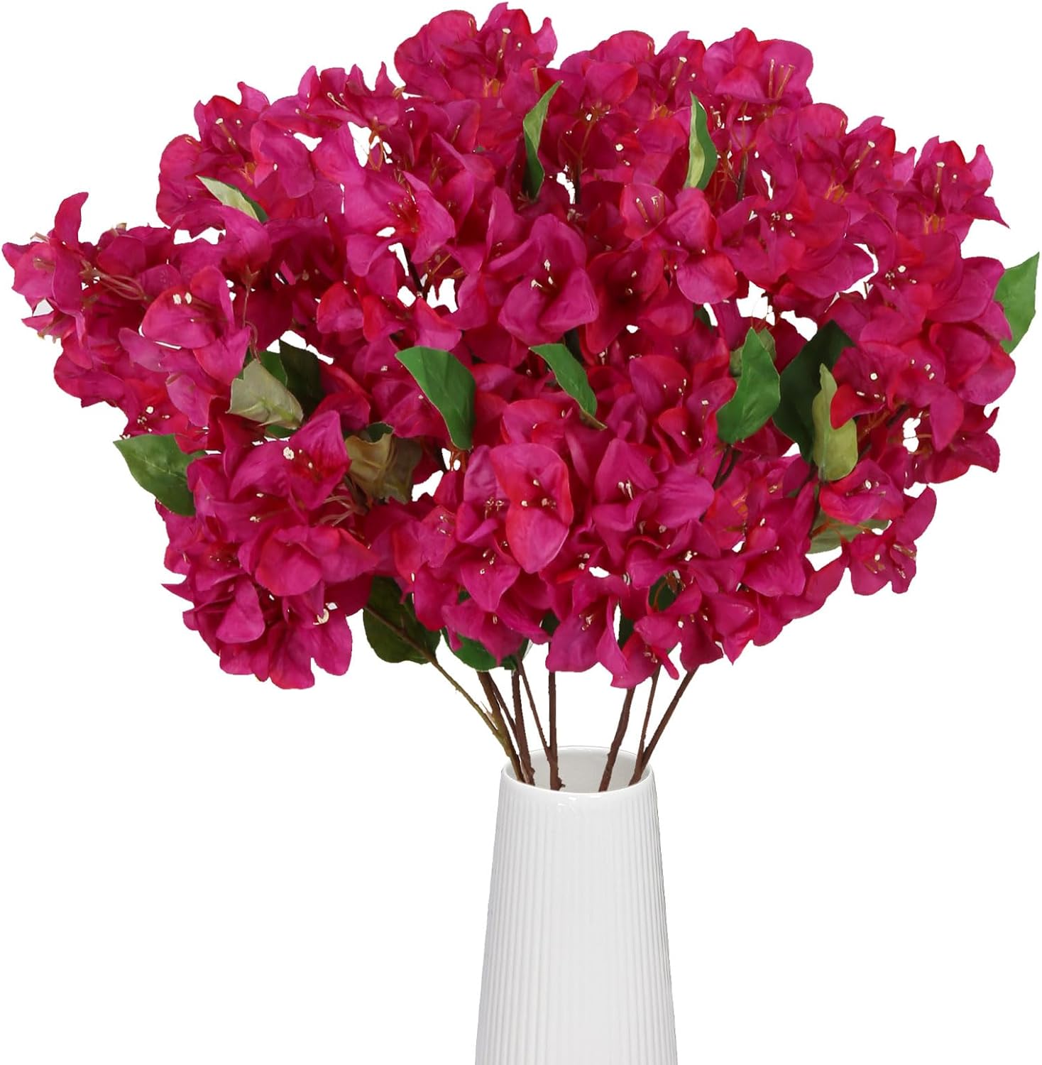 5pcs Bougainvillea Artificial Flowers Silk Fuchsia Mixed Bougainvillea Vines for Home Decor Living Room Patio Tall Vase Wedding Party Arch Aisle DIY