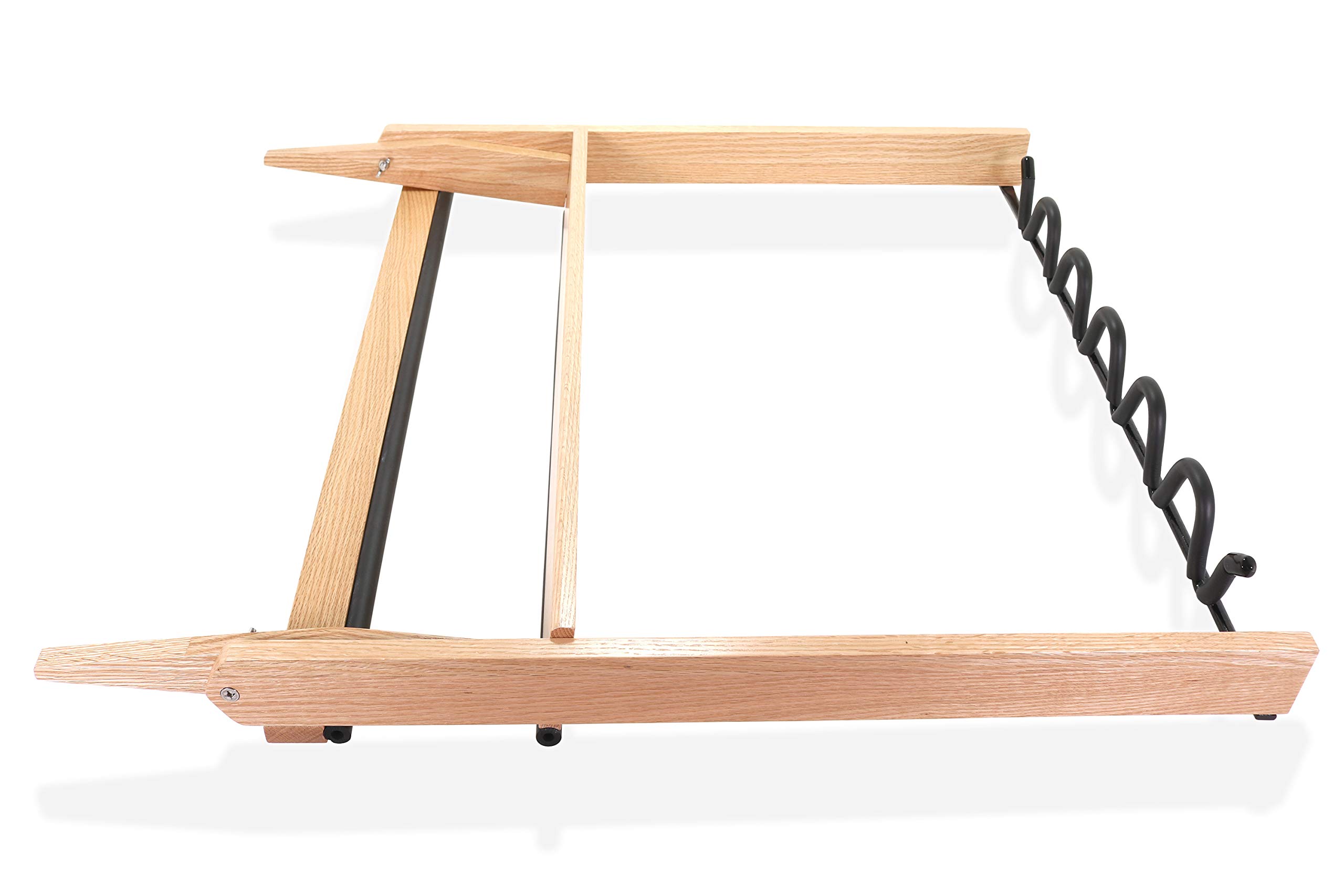 Espositore per chitarre in legno, per chitarre acustiche, elettriche e bassi, per casa o studio, supporto multiplo in rovere massello, con pulitore per corde incluso