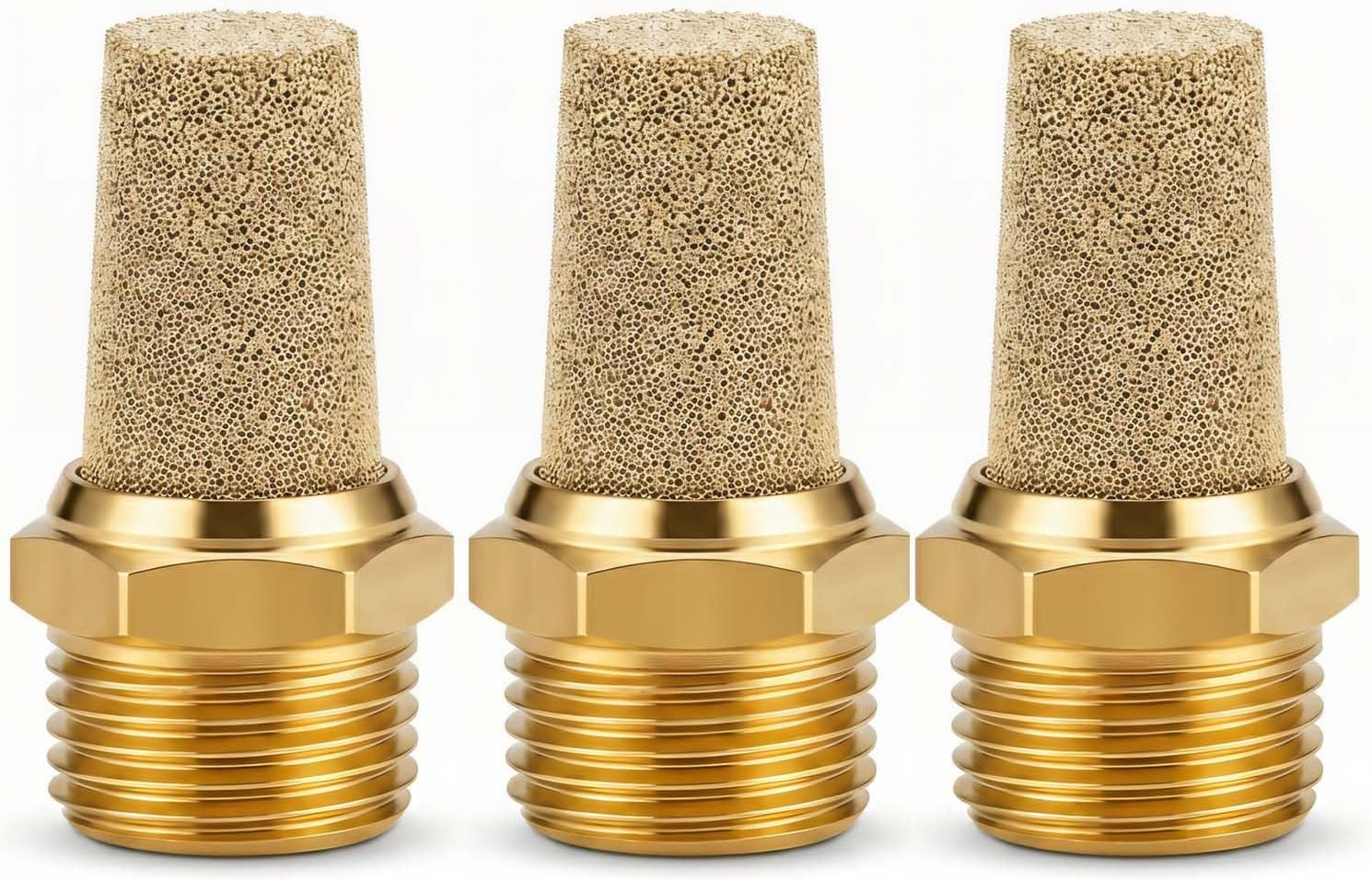 YSIL 5 Pcs Air Pneumatic Mufflers 3/8" Male Thread Brass