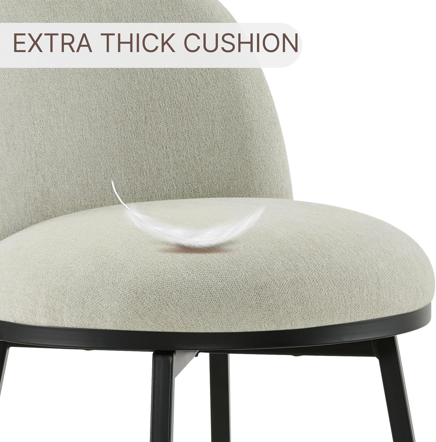 26" Counter Height Swivel Bar Stools Set of 2, Upholstered Linen Fabric Barstools with Backs and Metal Legs for Kitchen Island,Grey