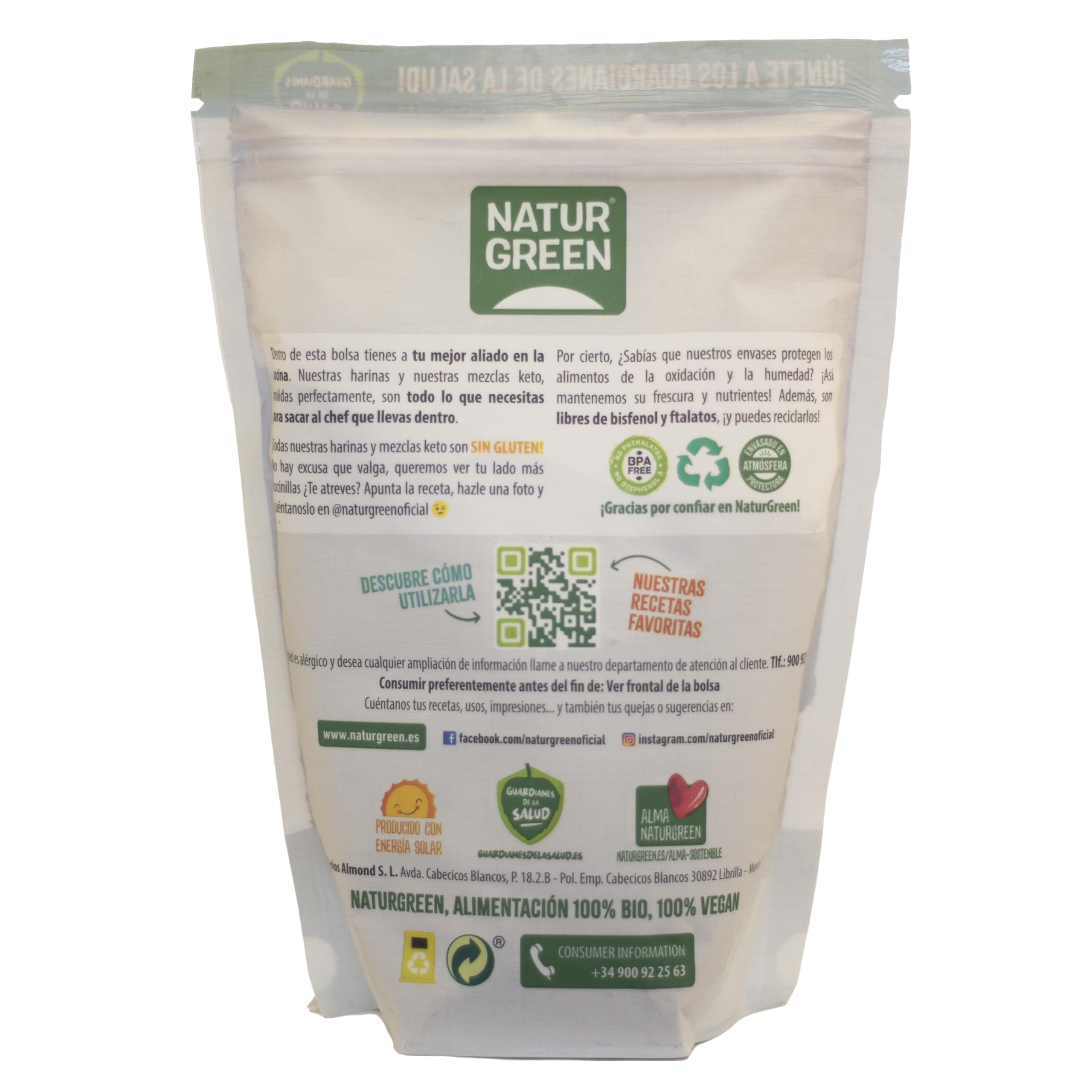 NaturGreen Harina de Algarroba, en Polvo, 500g — view 2