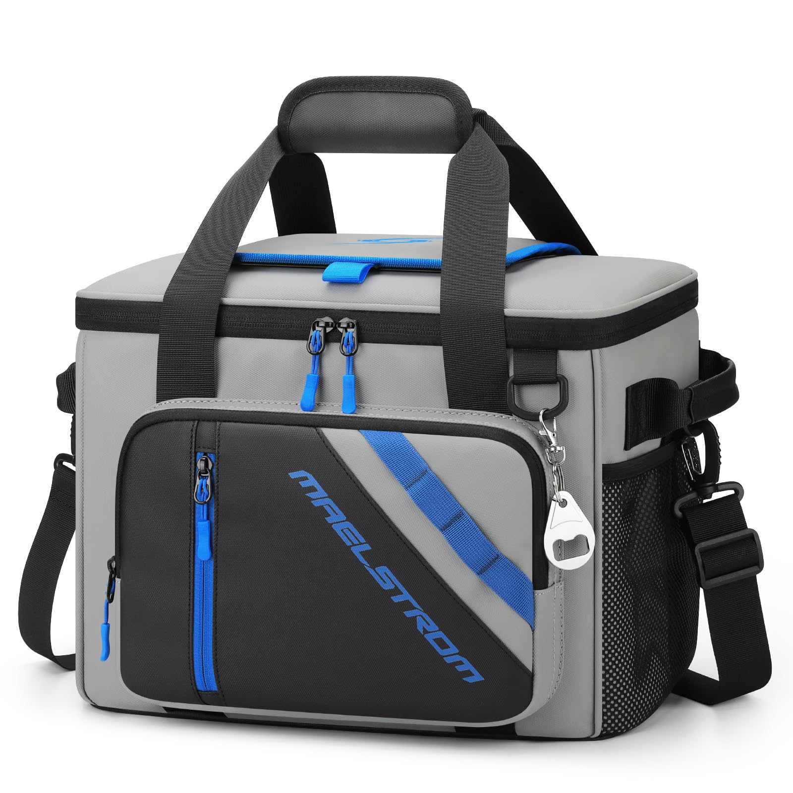 Maelstrom Bolsa enfriadora, enfriador de playa para 30 latas, enfriador suave aislado a prueba de fugas con abridor de botellas, hielera, enfriador plegable portátil para viajes, camping, compras