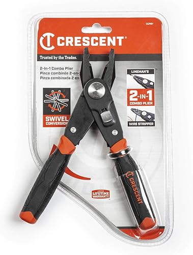 Miniatura 5 de Crescent 2 en 1 Combo Dual Material Linesman's Alicates y pelacables - CCP8V, Negro