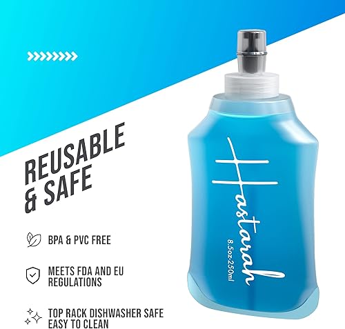 Miniatura 7 de Botella flexible para correr, paquete de 2 8.5 onzas, plegable, libre de BPAPVC, perfecta para hidratación, chaleco para correr, ideal para correr,