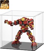 Vista 13 de LASOA Vitrina de acrílico – Pequeña caja de exhibición para coleccionables, figuras, recuerdos, escaparate transparente con base negra, contenedor