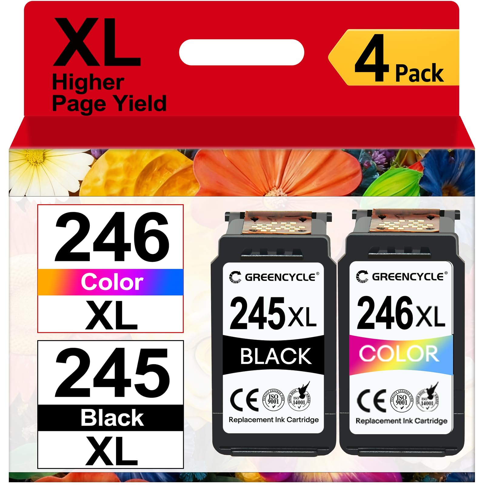 greencycle Remanufactured PG-245XL 245 XL CL-246XL CL-246 Ink Cartridge Compatible for Canon Pixma MX490 MX492 IP2820 MG2920 MG2922 MG2924 MG3020
