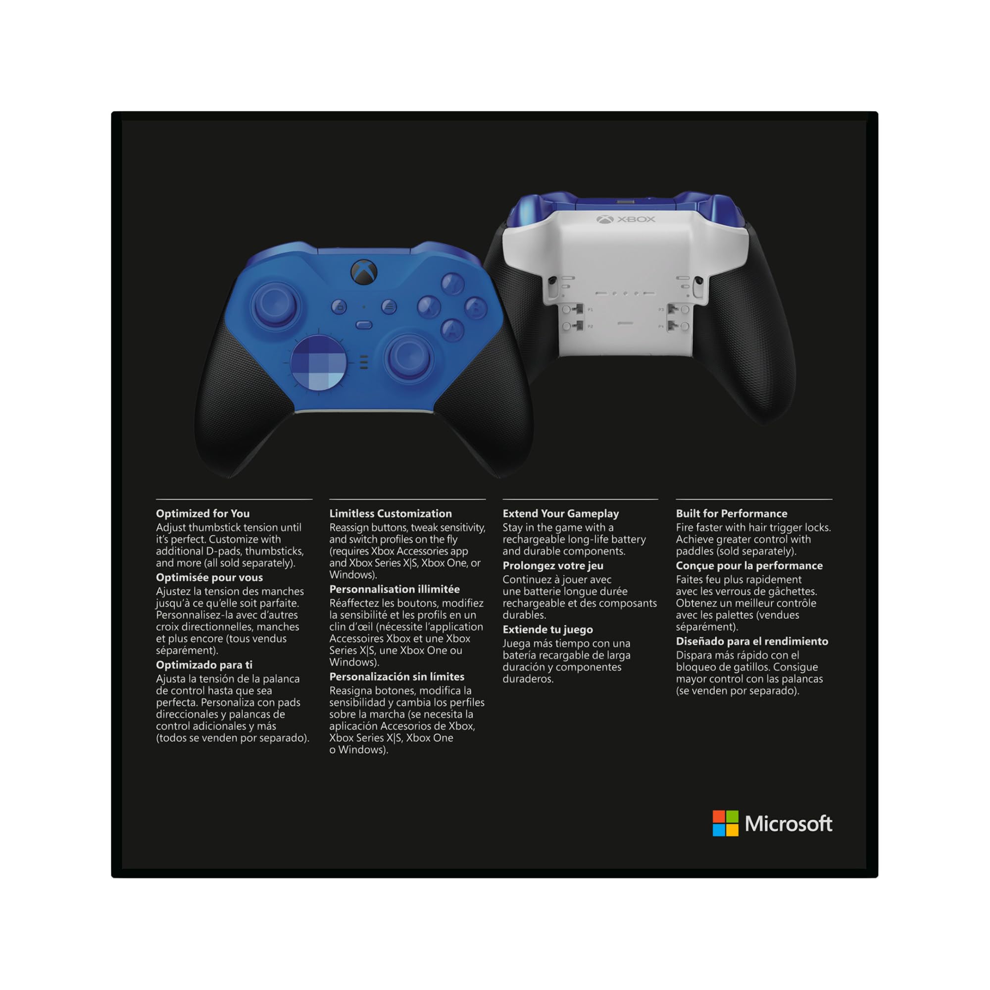 Xbox Wireless Controller Elite Series 2 Blue Series X|S, One, Windows 10/11, iOS y Android