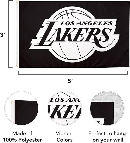 Miniatura 4 de Desert Cactus Bandera de Los Ángeles LA Lakers Asociación Nacional de Baloncesto de la NBA, 100% poliéster, para interiores y exteriores, banderas