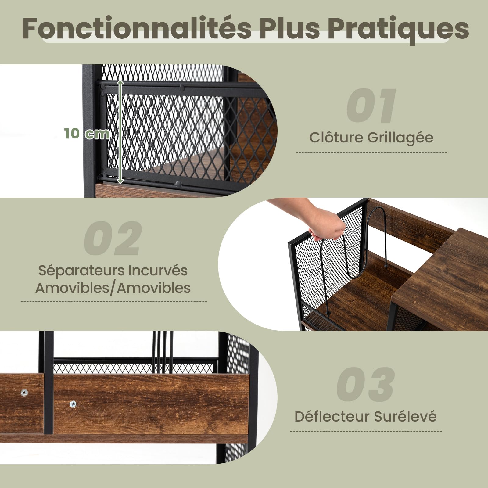 GOPLUS Meuble Platine Vinyle 3 Niveaux pour 300 Albums, 83 x 36 x 76,5 CM, Support de Tourne-disques avec3 Séparateur Amovible et Structure Métallique, Étagère Rangement pour Vinyle pour Salon, Studio