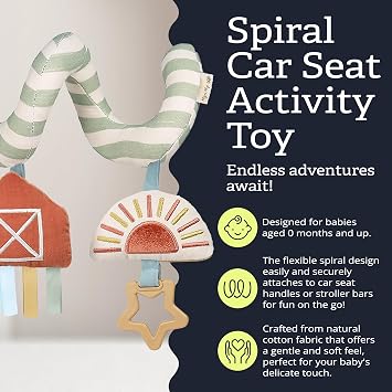 Itzy Ritzy Spiral Car Seat & Stroller Activity Toy, 0 Months & Up (Farm)