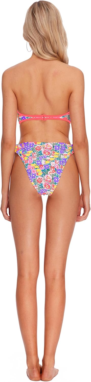 Body Glove Women's Vogue Floral No Scrubs Retro Bandeau Swimwear Bikini Top