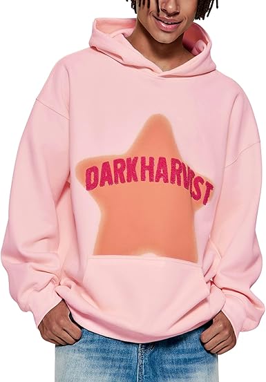 Vamtac Pink Star Hoodie Oversized Graphic Hoodies Unisex Y2K Long Sleeve Pocket Pullover Fall Hoodie 2025 Trendy Tops