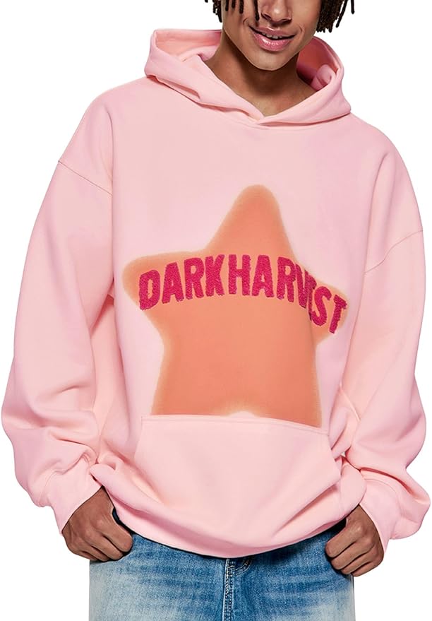 Vamtac Pink Star Hoodie Oversized Graphic Hoodies Unisex Y2K Long Sleeve Pocket Pullover Fall Hoodie 2025 Trendy Tops
