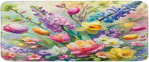 Miniatura 3 de Ambesonne Tapete de cocina gris y amarillo, fondo abstracto de remolinos inspirados en bajo el mar, tapete de cocina decorativo de felpa con