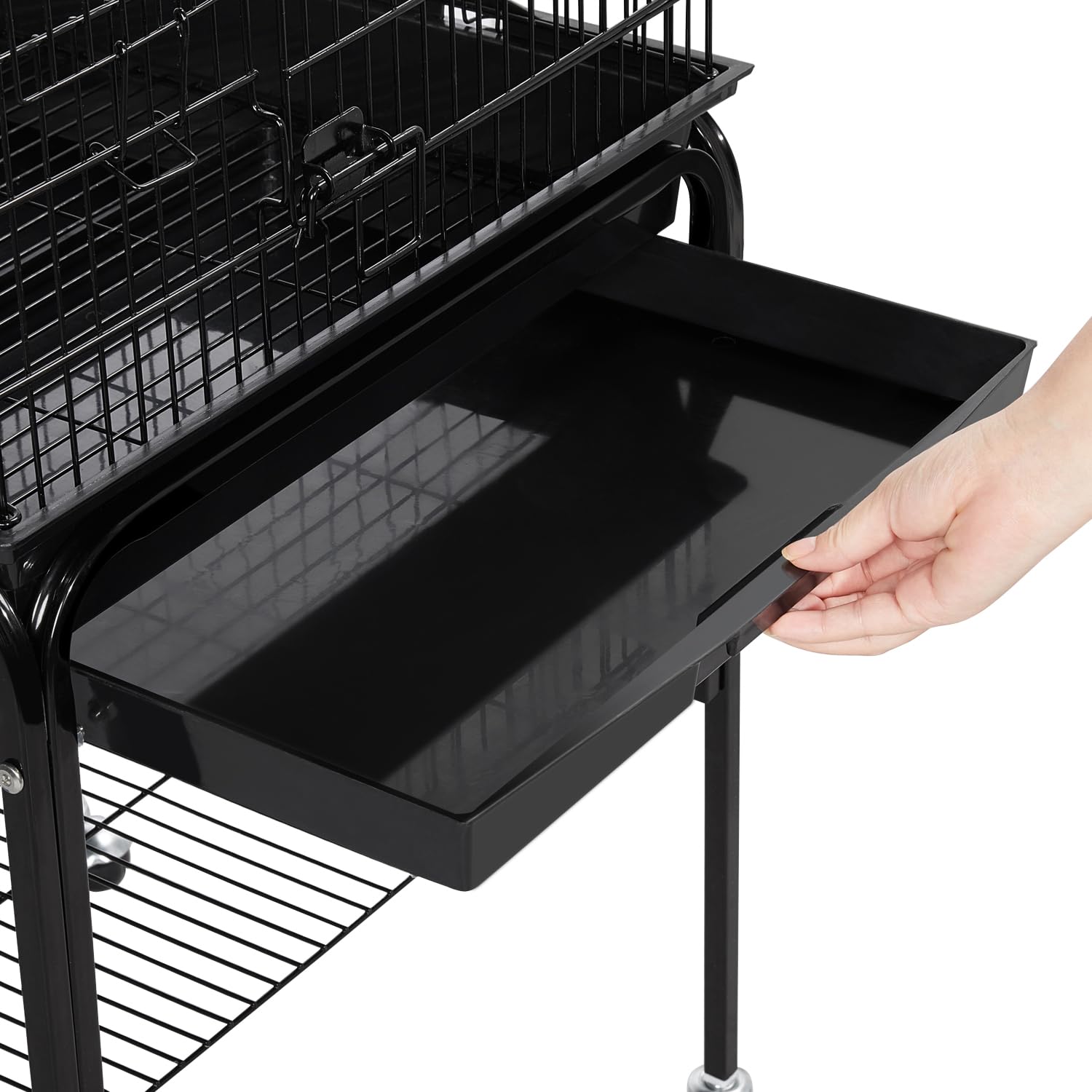 Yaheetech Vogelkäfig mit ständer Vogelbauer Wellensittichkäfig 46,5 x 46,5 x 136 cm Kanarien Käfig Exotenkäfig Vogelhaus Papageienkäfig mit Spielzeug