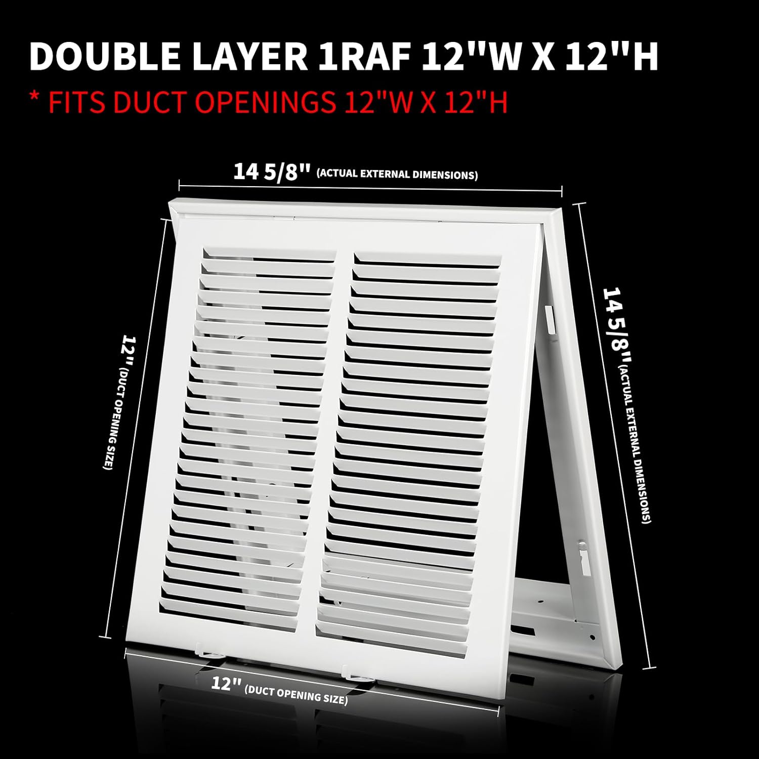 12x12 Return Air Grille [Duct Opening Size] Return Vent Cover for Wall or Ceiling,Steel Return Air Grill Removable Face/Door for 1 inch Filters (12"Wx12"H [Duct Opening])