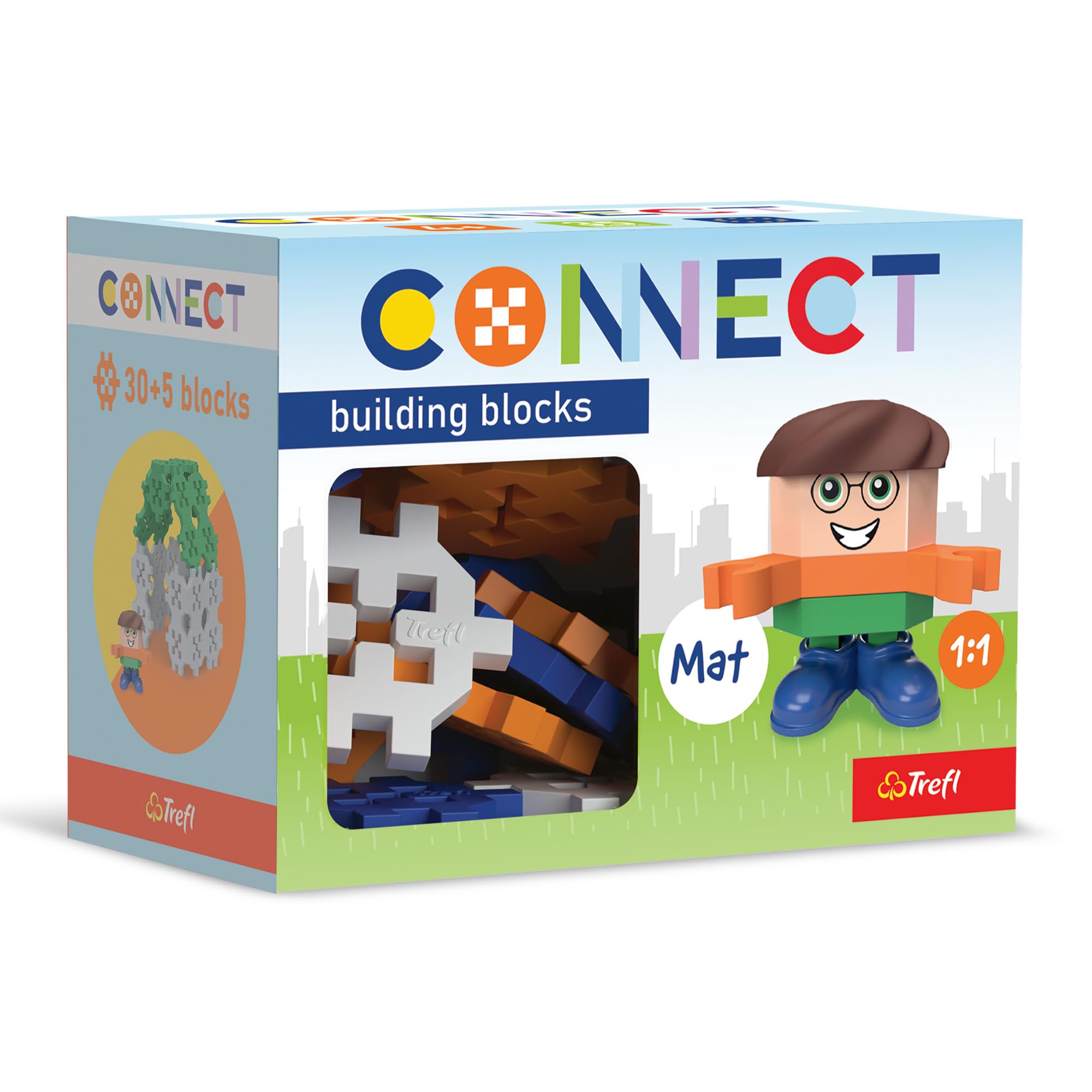 Trefl Connect Set De Bloques Pocket Boy – 35 Piezas Con Figurita Adi, Para Niños De 4+ Años