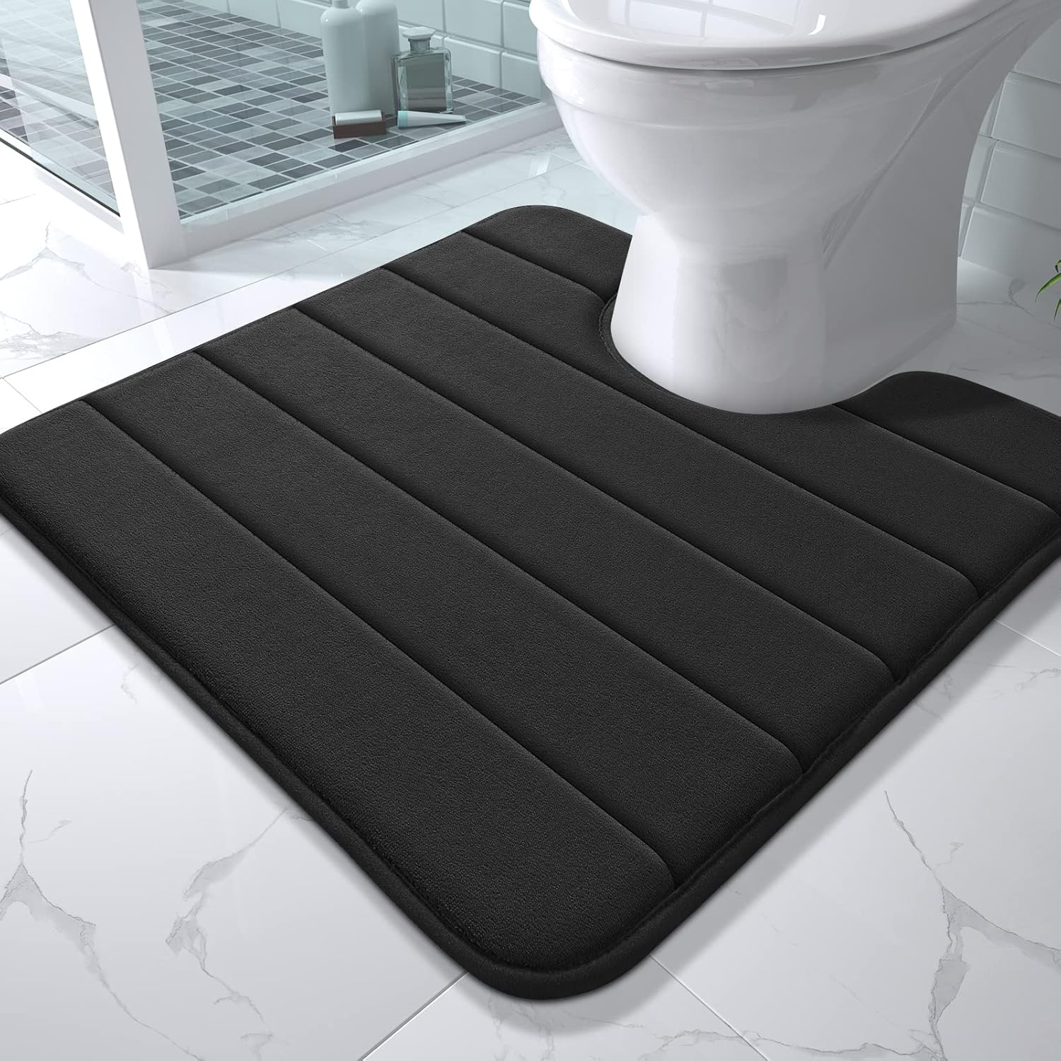 Yimobra Memory Foam Toilet Bath Mat UShaped, Commode