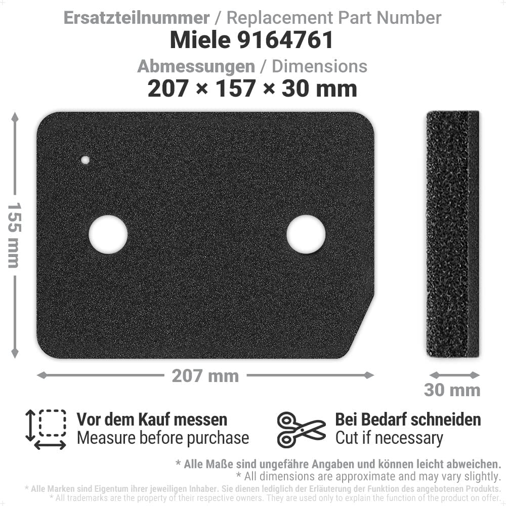Siegvoll 4x Trockner Filter für Miele 9164761 | Fein-Grob | Wärmetauscher Filter Dryer filter Schaumstofffilter Schwammfilter Filtermatte für Miele Wäschetrockner Wärmepumpentrockner