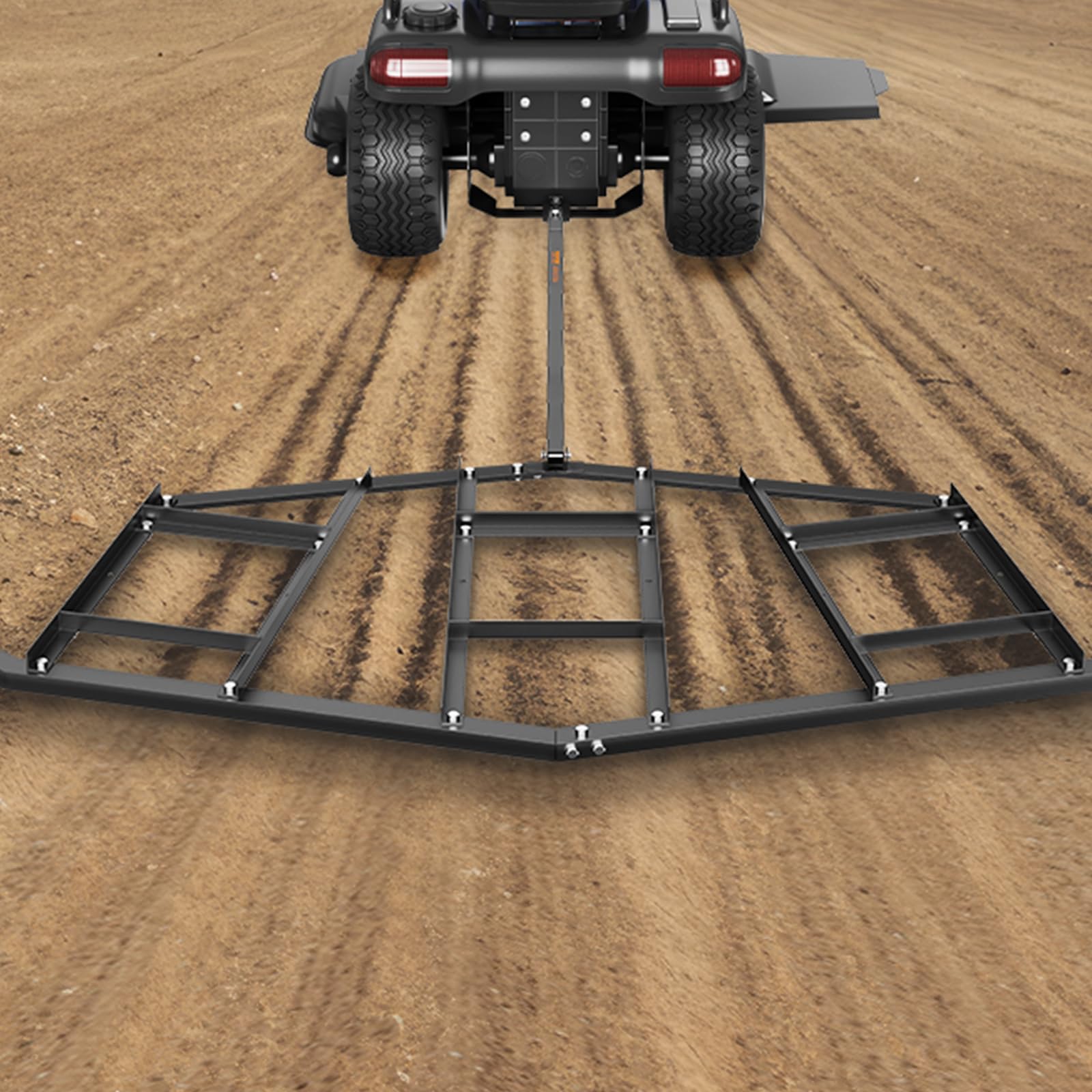 VEVOR Herse Traînée Niveleur d'Allée 2200 mm Niveleuse de Terre Agricole en Acier Q235 avec Barre Réglable Capacité de Charge 22,5 kg Outil de Nivellement pour VTT, UTV, Tracteur de Pelouse de Jardin
