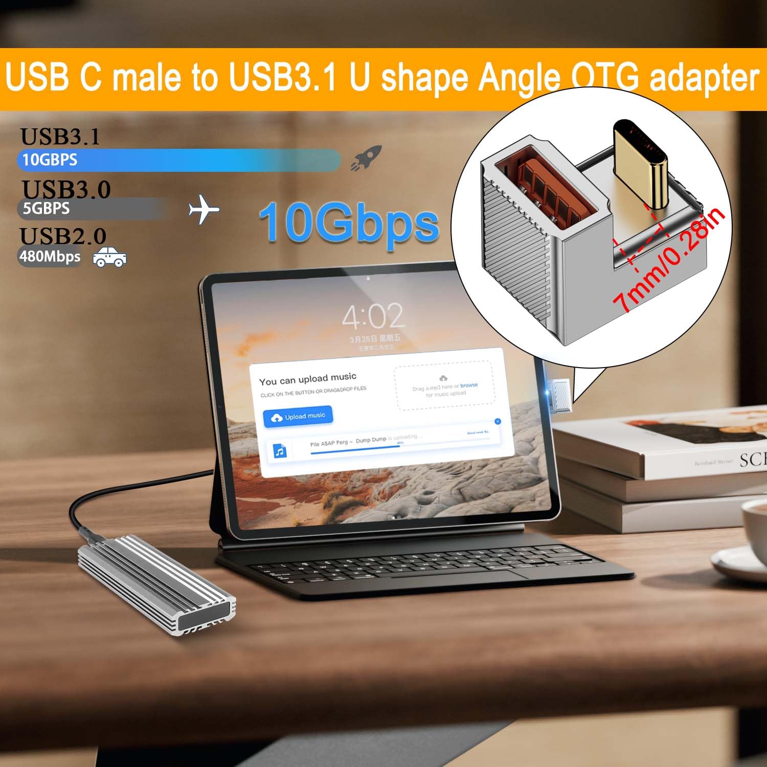 QIANRENON U-Form USB 3.1 Adapter – 10 Gbps, 180 Grad, Stecker Auf Buchse Für Schnelles Laden & Daten